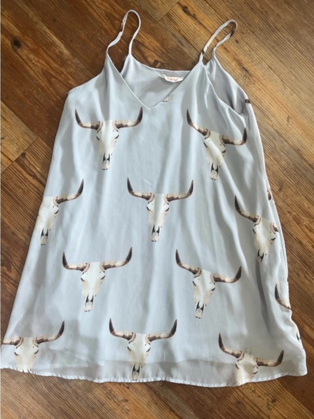 Peach Love California Pale Blue Bull Skull Print Cami